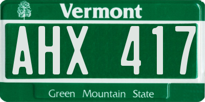 VT license plate AHX417