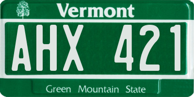 VT license plate AHX421