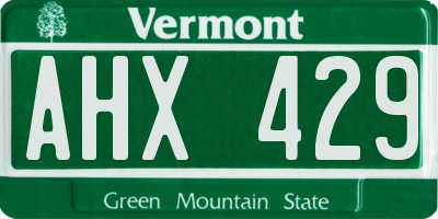 VT license plate AHX429