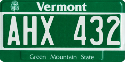 VT license plate AHX432