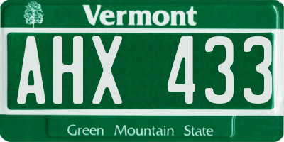 VT license plate AHX433