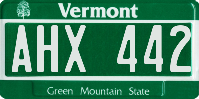 VT license plate AHX442