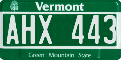 VT license plate AHX443