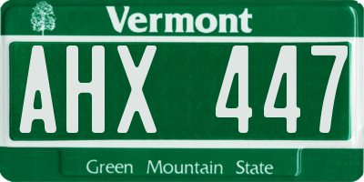 VT license plate AHX447