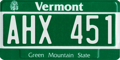 VT license plate AHX451
