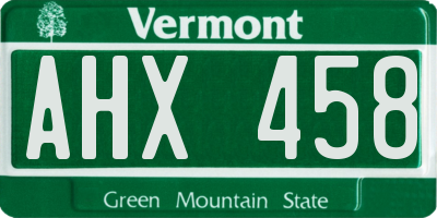 VT license plate AHX458