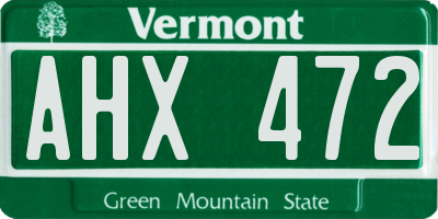 VT license plate AHX472