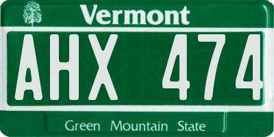 VT license plate AHX474