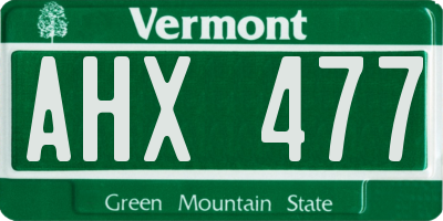 VT license plate AHX477
