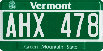 VT license plate AHX478