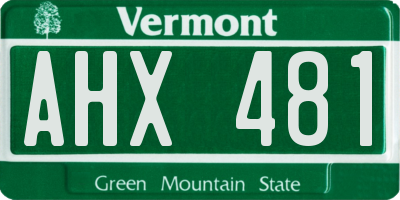 VT license plate AHX481