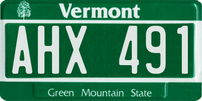 VT license plate AHX491