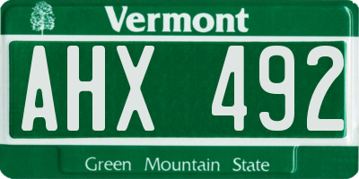 VT license plate AHX492