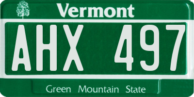 VT license plate AHX497