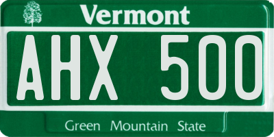 VT license plate AHX500