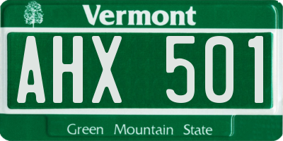 VT license plate AHX501
