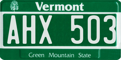 VT license plate AHX503