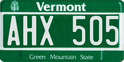 VT license plate AHX505