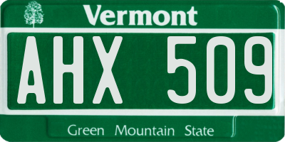 VT license plate AHX509