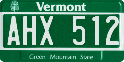 VT license plate AHX512