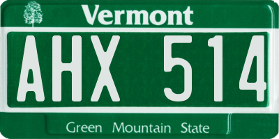 VT license plate AHX514