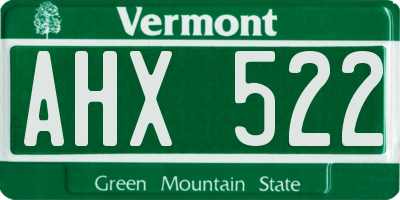 VT license plate AHX522
