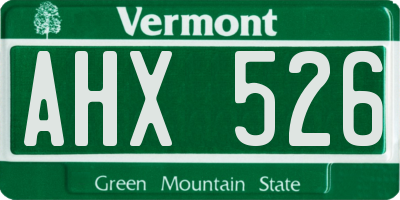 VT license plate AHX526