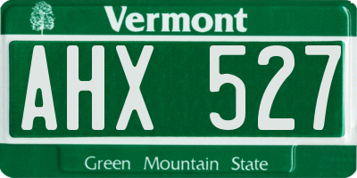 VT license plate AHX527