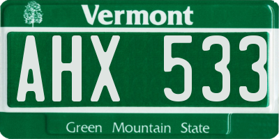 VT license plate AHX533