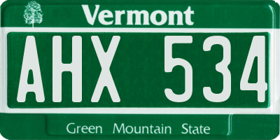 VT license plate AHX534