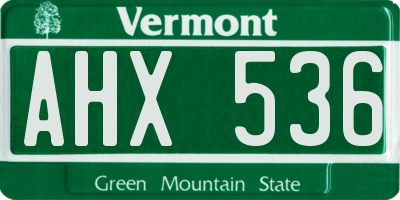 VT license plate AHX536