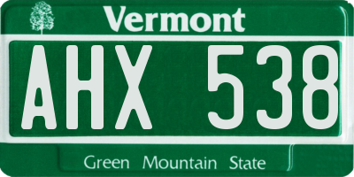 VT license plate AHX538