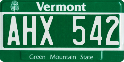 VT license plate AHX542