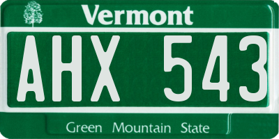 VT license plate AHX543