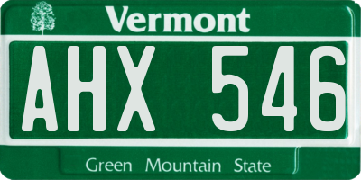 VT license plate AHX546