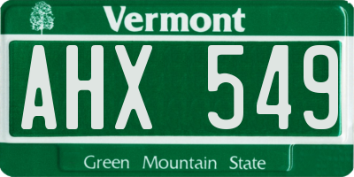 VT license plate AHX549