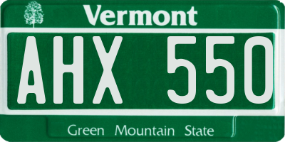 VT license plate AHX550