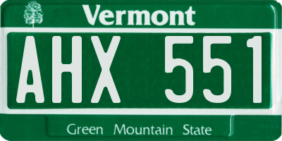 VT license plate AHX551