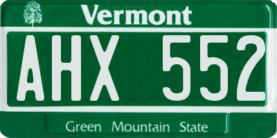 VT license plate AHX552