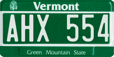 VT license plate AHX554