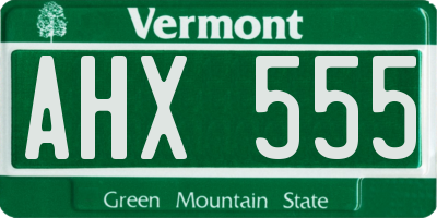 VT license plate AHX555