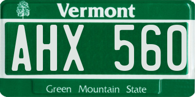VT license plate AHX560