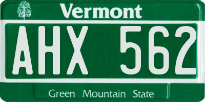 VT license plate AHX562
