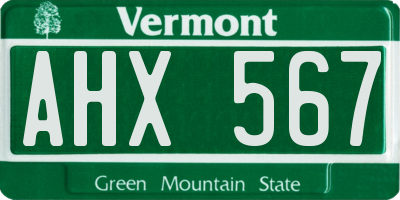 VT license plate AHX567