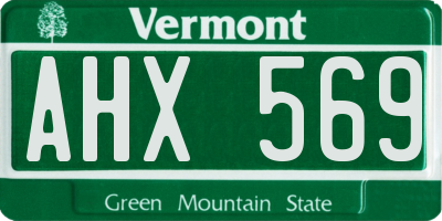 VT license plate AHX569