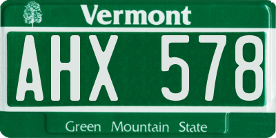 VT license plate AHX578