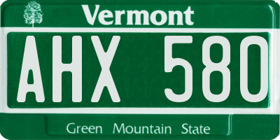 VT license plate AHX580