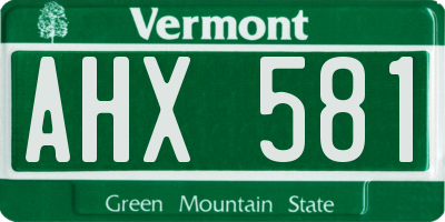 VT license plate AHX581