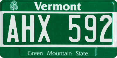 VT license plate AHX592