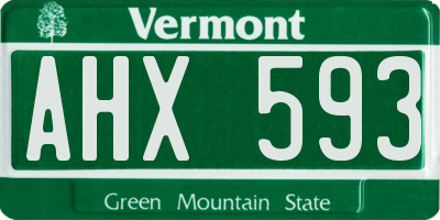 VT license plate AHX593